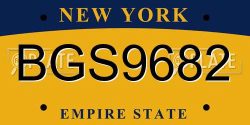 BGS9682 New York License Plate