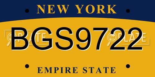 BGS9722 New York License Plate