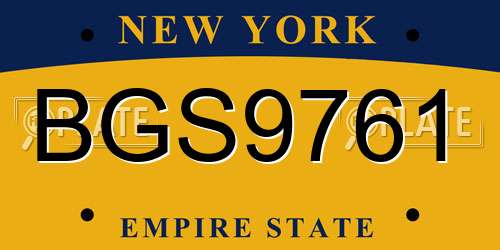 BGS9761 New York License Plate