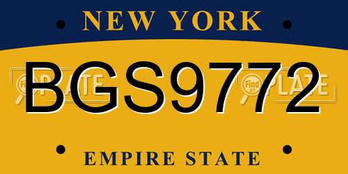 BGS9772 New York License Plate