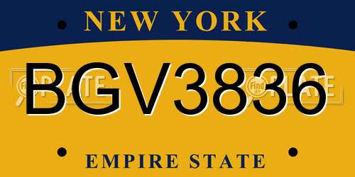BGV3836 New York License Plate