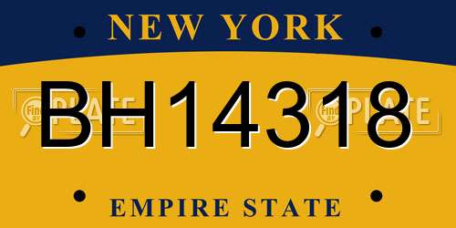 BH14318 New York License Plate