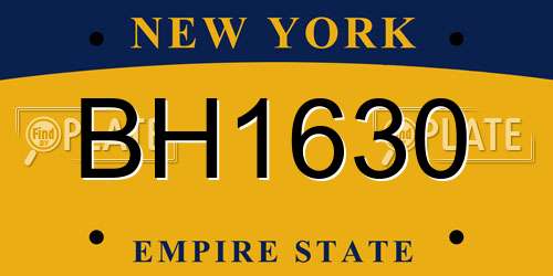 BH1630 New York License Plate