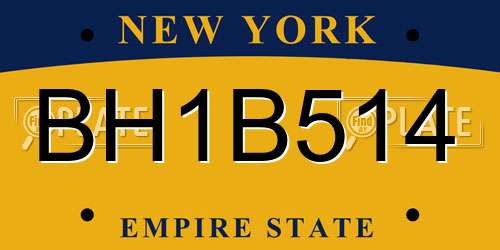BH1B514 New York License Plate