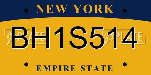 BH1S514 New York License Plate