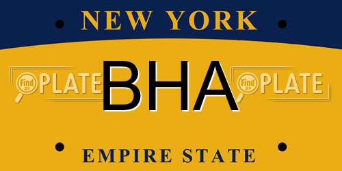 BHA New York License Plate