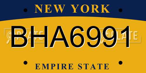 BHA6991 New York License Plate