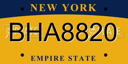 BHA8820 New York License Plate
