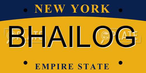 BHAILOG New York License Plate