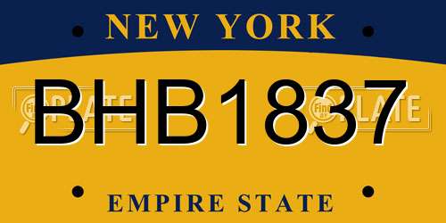 BHB1837 New York License Plate