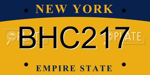 BHC217 New York License Plate