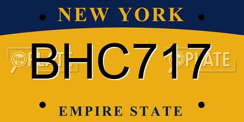 BHC717 New York License Plate