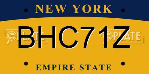 BHC71Z New York License Plate
