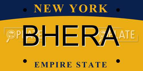 BHERA New York License Plate