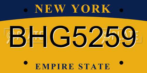BHG5259 New York License Plate