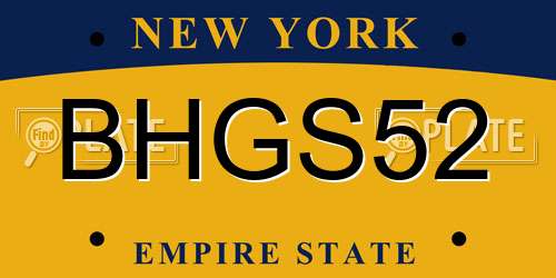 BHGS52 New York License Plate