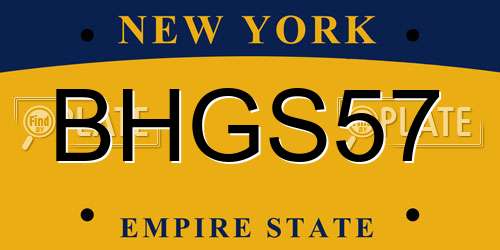 BHGS57 New York License Plate
