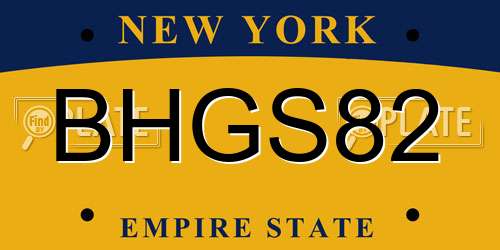 BHGS82 New York License Plate