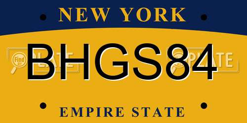 BHGS84 New York License Plate