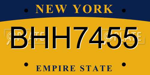 BHH7455 New York License Plate