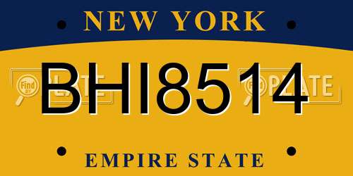 BHI8514 New York License Plate