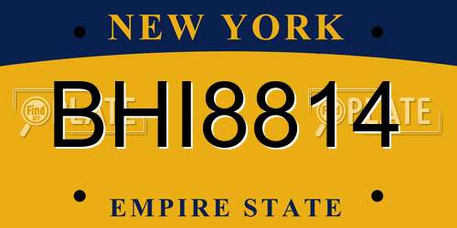 BHI8814 New York License Plate