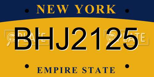 BHJ2125 New York License Plate