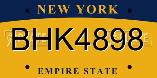 BHK4898 New York License Plate