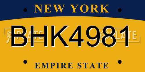 BHK4981 New York License Plate