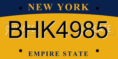 BHK4985 New York License Plate