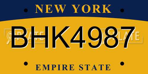 BHK4987 New York License Plate