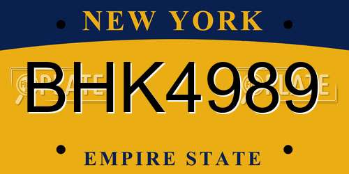 BHK4989 New York License Plate