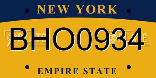 BHO0934 New York License Plate