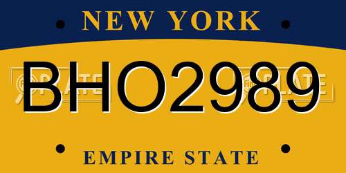 BHO2989 New York License Plate