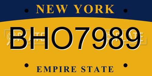BHO7989 New York License Plate
