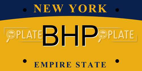 BHP New York License Plate