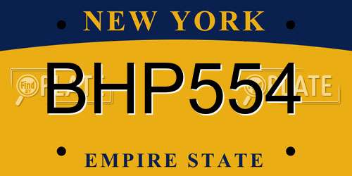 BHP554 New York License Plate