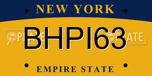 BHPI63 New York License Plate