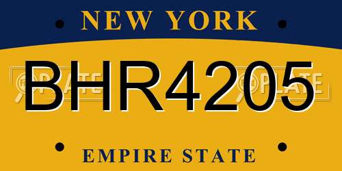 BHR4205 New York License Plate