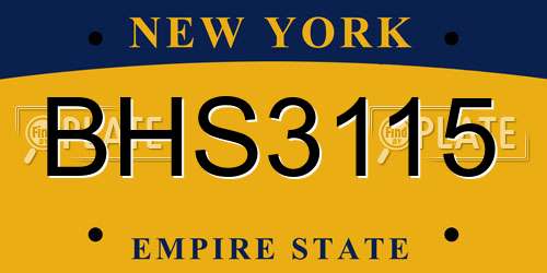BHS3115 New York License Plate