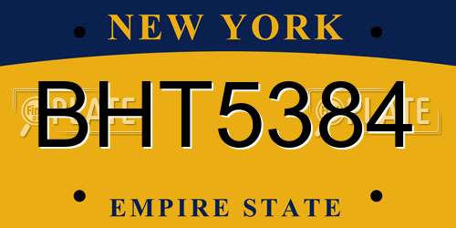 BHT5384 New York License Plate