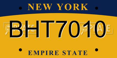 BHT7010 New York License Plate