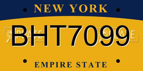 BHT7099 New York License Plate
