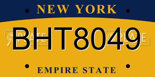 BHT8049 New York License Plate