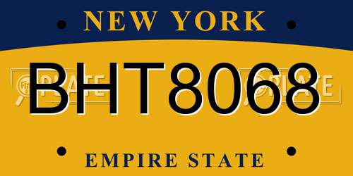 BHT8068 New York License Plate