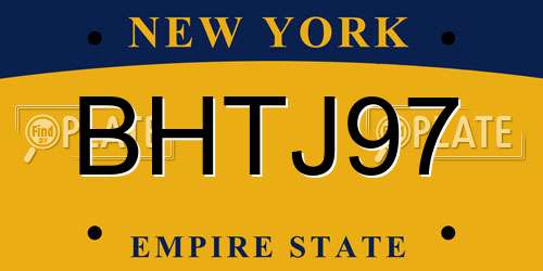 BHTJ97 New York License Plate