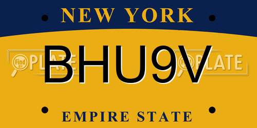 BHU9V New York License Plate