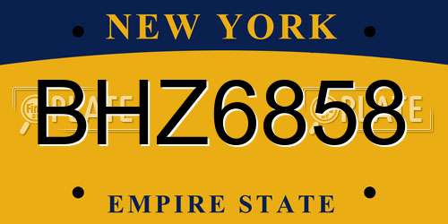 BHZ6858 New York License Plate