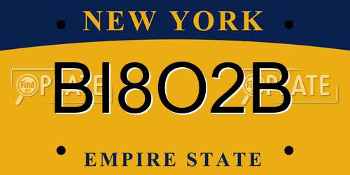 BI8O2B New York License Plate