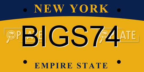 BIGS74 New York License Plate